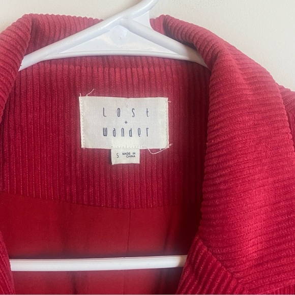 Lost + Wander Corduroy Blazer Red Jacket Small Christmas Holiday Casual - Picture 5 of 12